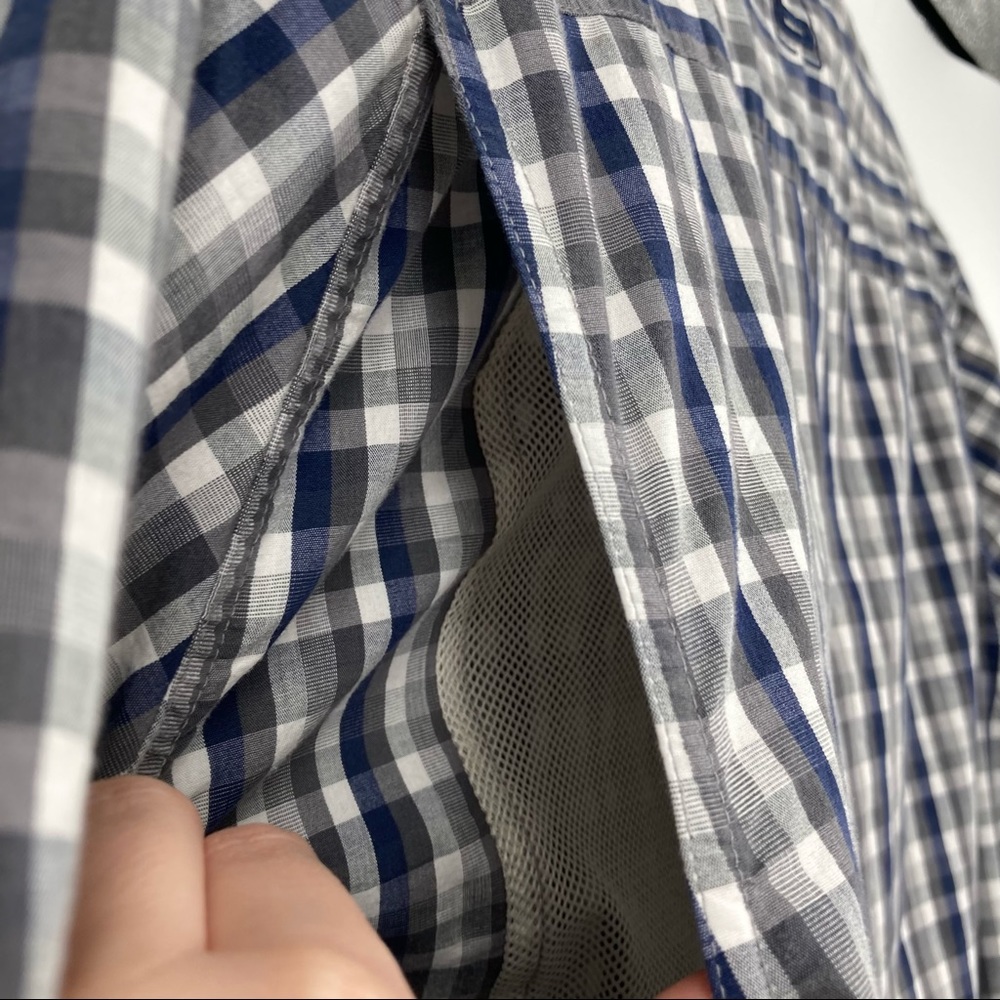 Banded Plaid Short Sleeve Button Up Shirt Small - Picture 8 of 11